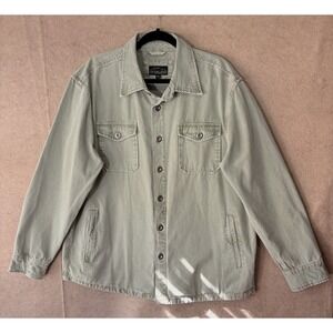 Overland Denim Jacket Shirt‎ Mens Size XL Green Pockets Utility Chore
